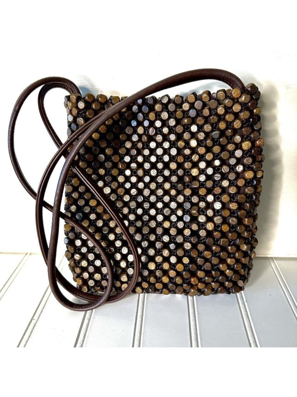 The Sak Wood Beaded Purse Shoulder Bag Small Boho Festival Hippie Granola